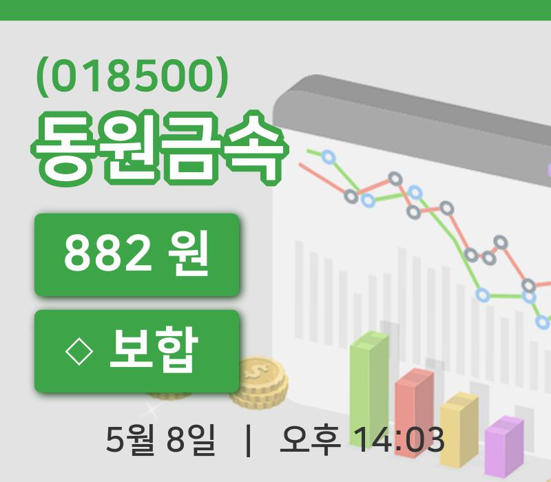[동원금속주가] 8일 이시각 현재  882원