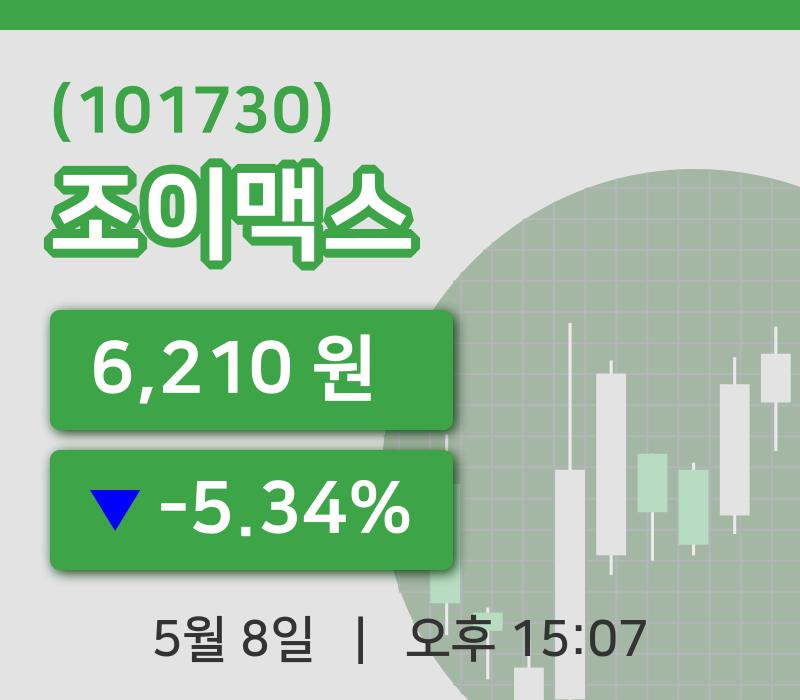 [조이맥스주가] 8일 15시 07분 현재 6,210원