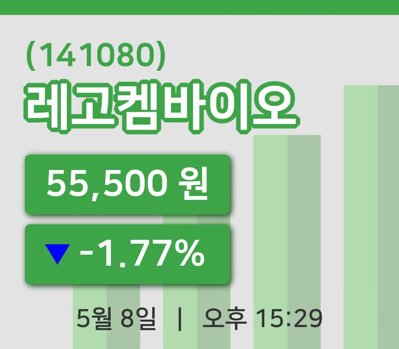 [레고켐바이오주가] 8일 15시 29분 현재 55,500원
