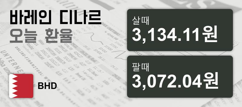 8일 바레인 디나르화 환율 살때 3,134.11원, 팔때 3,072.04원 ▲0.03%상승