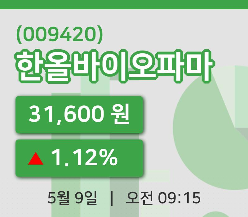 [한올바이오파마주가] 9일 이시각 현재  31,600원