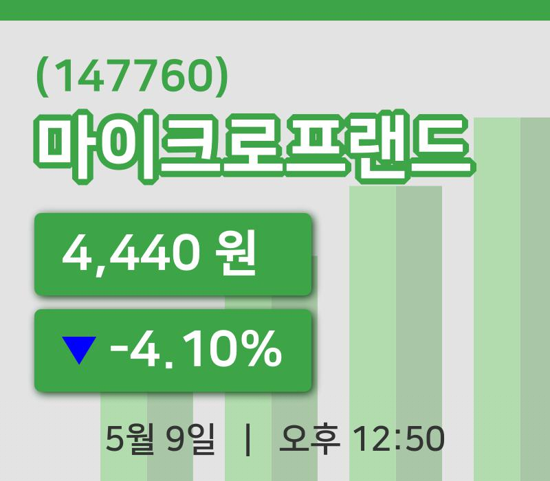 [마이크로프랜드주가] 12시 50분 현재 4,440원