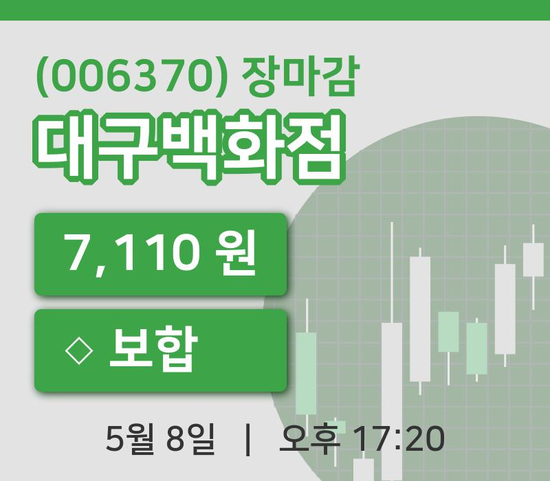 국내주식마감대구백화점 8일 7,110원 장종료
