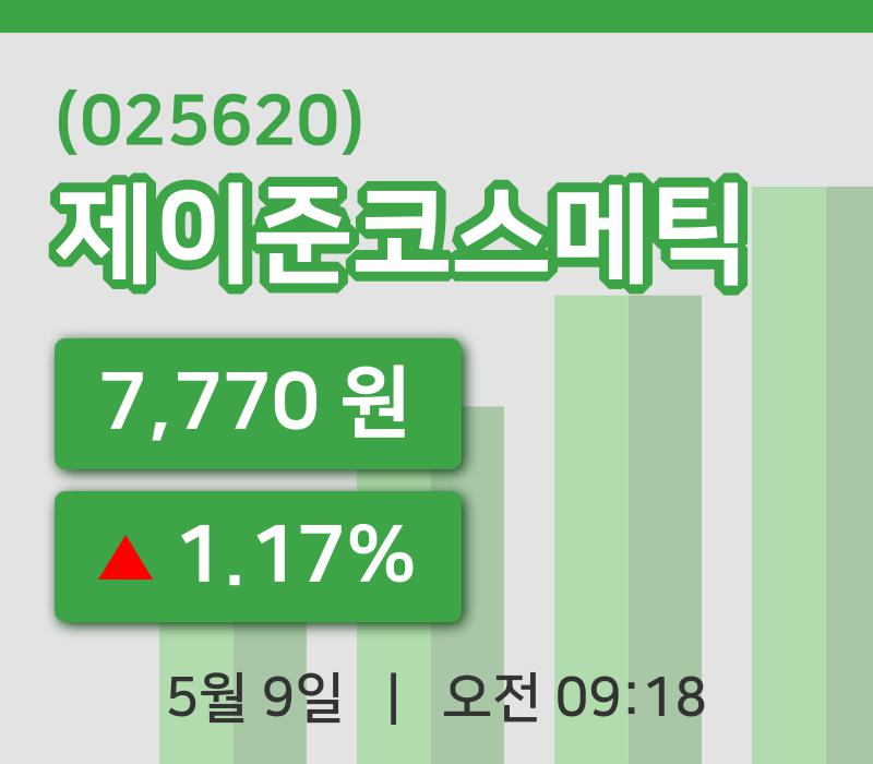 [제이준코스메틱주가] 9시 18분 현재 7,770원