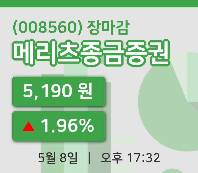 코스피정리메리츠종금증권 8일 5,190원 장마감그래프분석