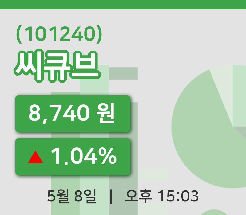 [씨큐브주가] 8일 이시각 현재  8,740원