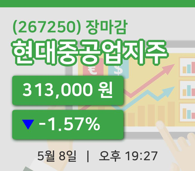 코스피정리현대중공업지주 8일 313,000원 장 마쳐