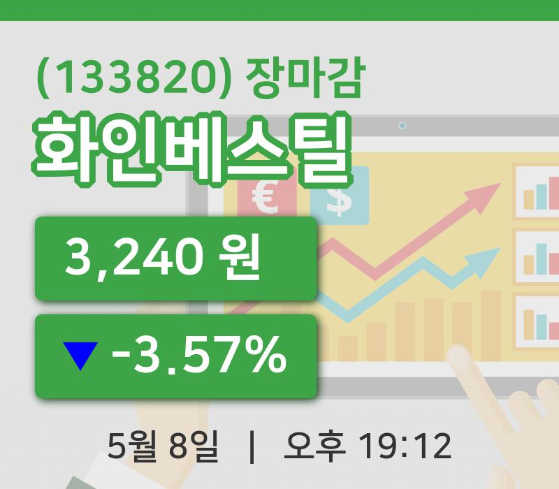 코스피마감증시화인베스틸 8일 3,240원 장 마쳐