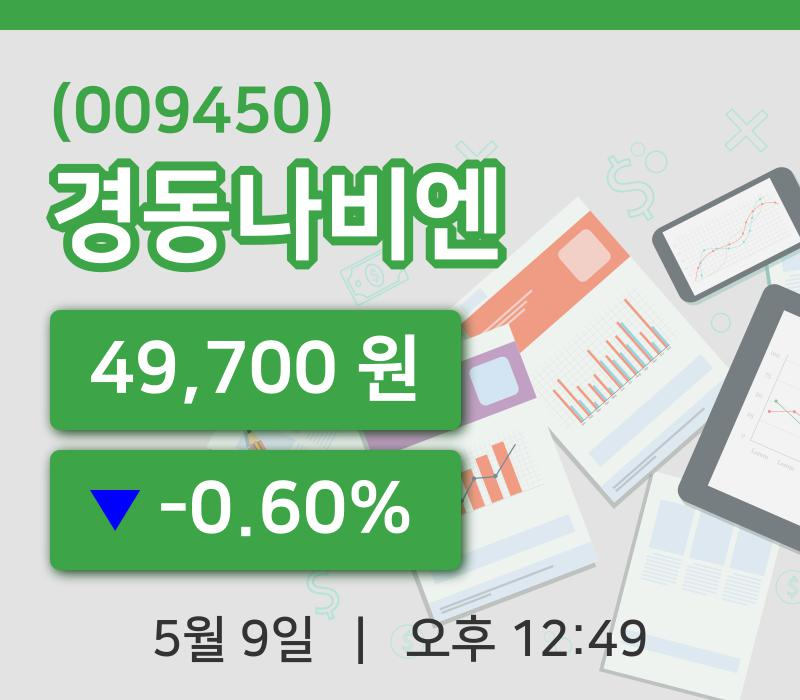 [경동나비엔주가] 12시 49분 현재 49,700원