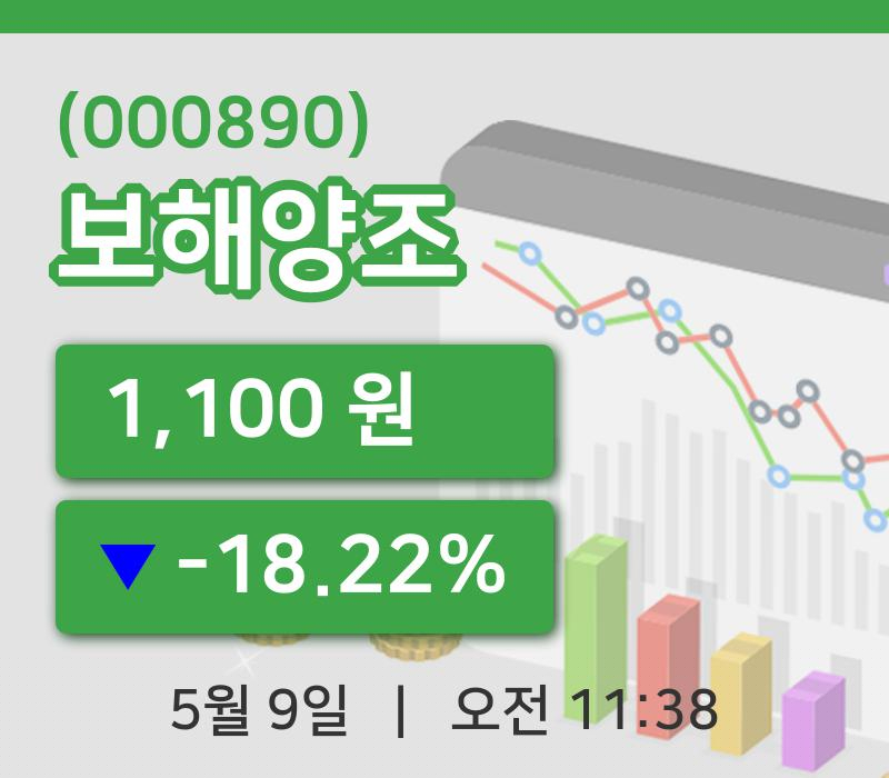 [보해양조주가] 9일 11시 38분 현재 1,100원