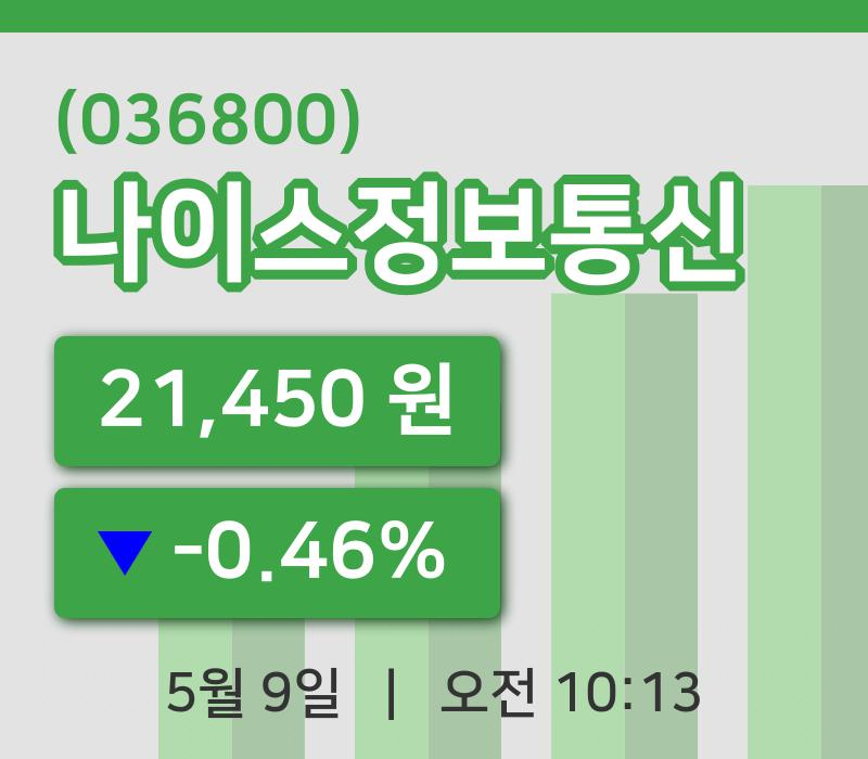 [나이스정보통신주가] 9일 이시각 현재  21,450원