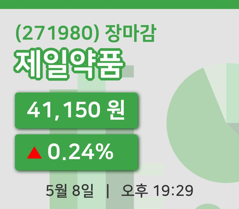 국내주식마감제일약품 8일 41,150원 장마감...