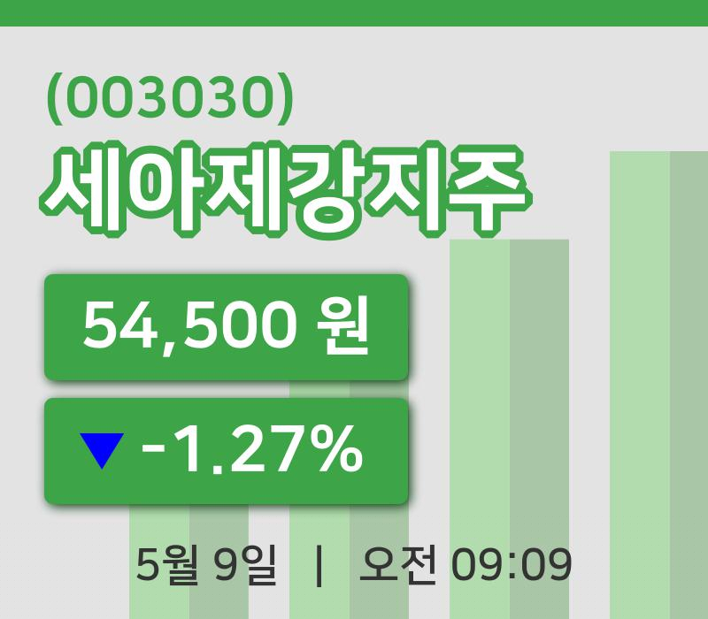 [세아제강지주주가] 9일 이시각 현재  54,500원