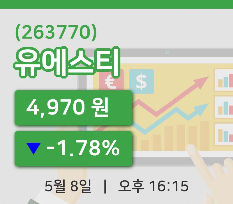 [유에스티주가] 8일 이시각 현재  4,970원