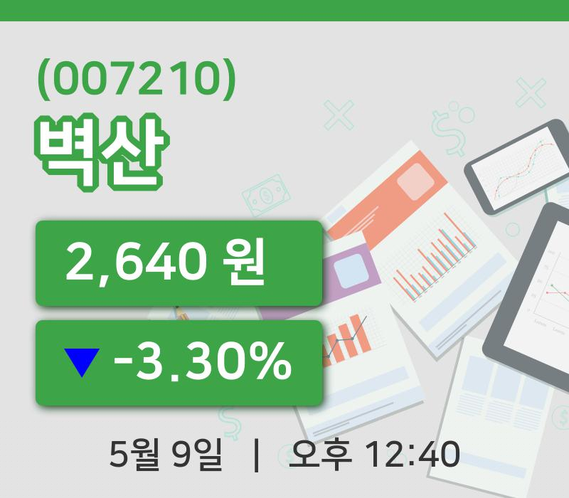 [벽산주가] 12시 40분 현재 2,640원