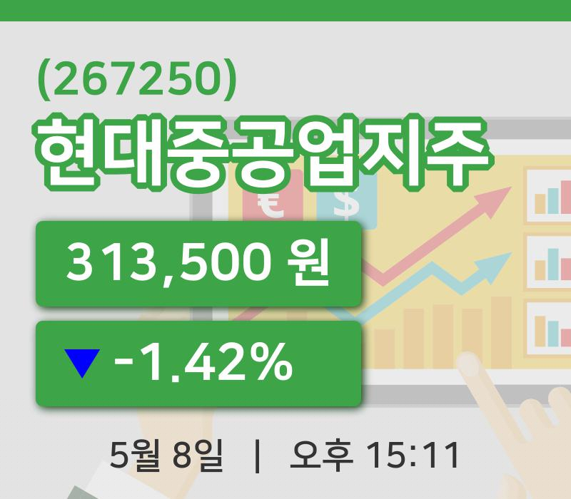 [현대중공업지주주가] 8일 15시 11분 현재 313,500원