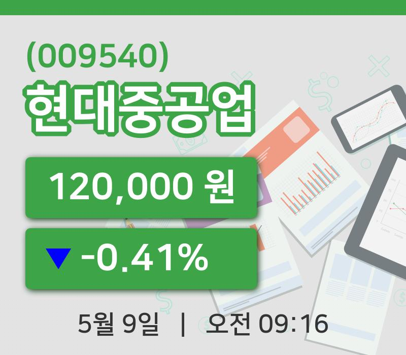 [현대중공업주가] 9일 9시 16분 현재 120,000원