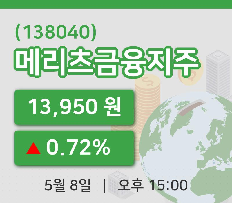 [메리츠금융지주주가] 15시 00분 현재 13,950원
