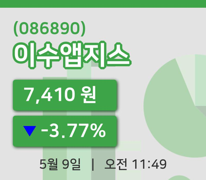 [이수앱지스주가] 11시 49분 현재 7,410원