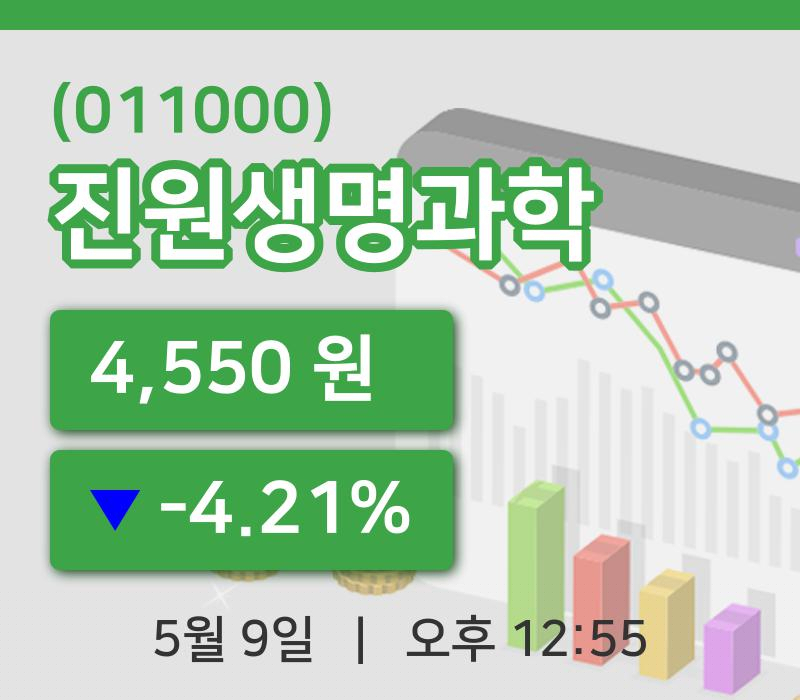 [진원생명과학주가] 9일 12시 55분 현재 4,550원