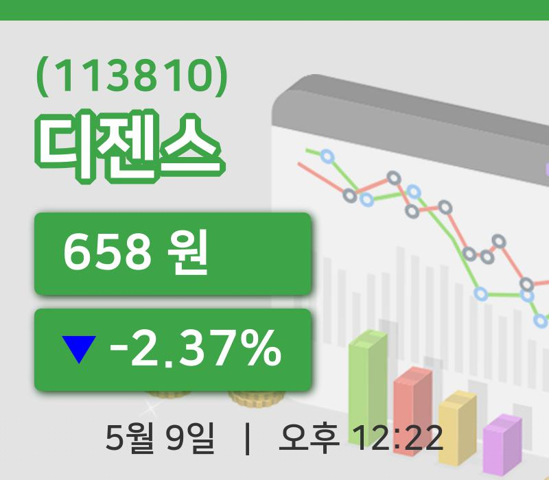 [디젠스주가] 12시 22분 현재 658원