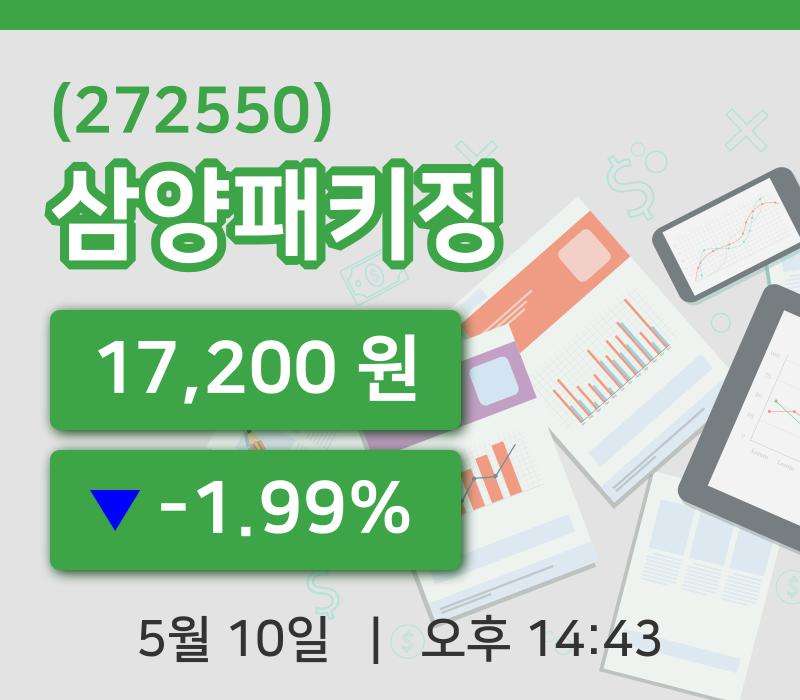 [삼양패키징주가] 10일 14시 43분 현재 17,200원