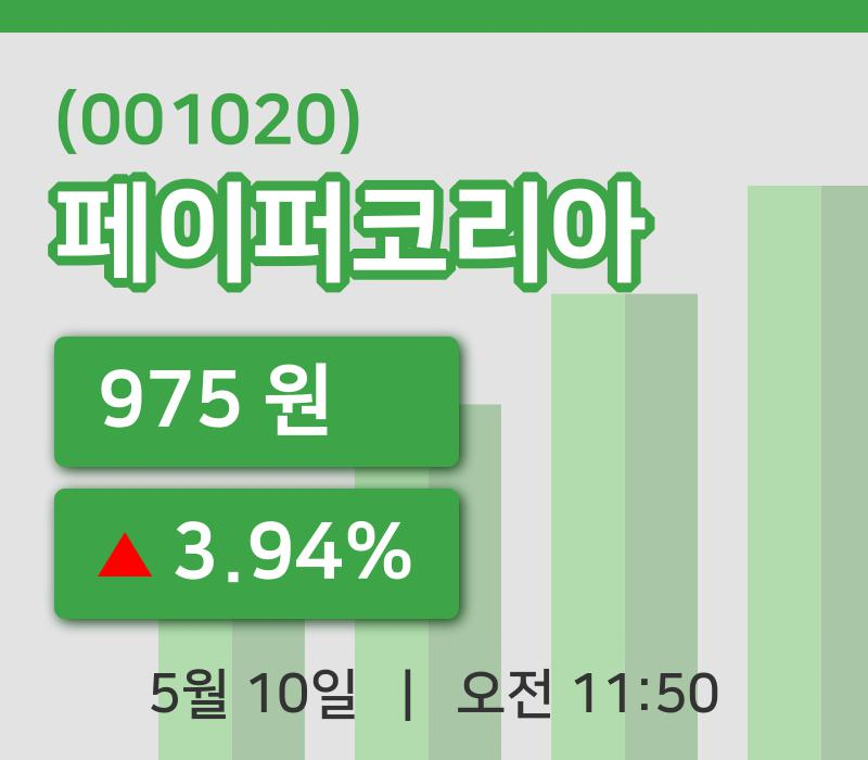 [페이퍼코리아주가] 11시 50분 현재 975원