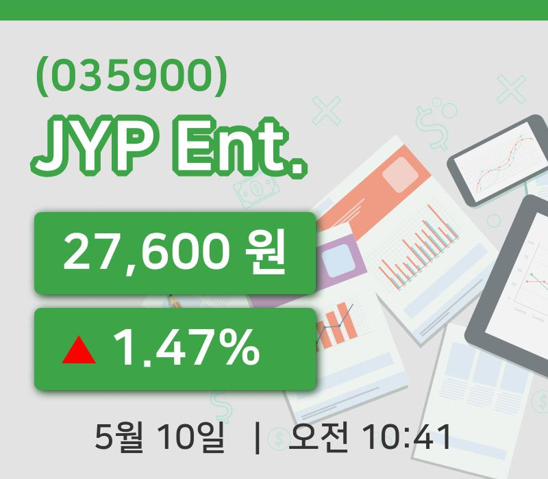 [JYP Ent.주가] 10일 10시 41분 현재 27,600원