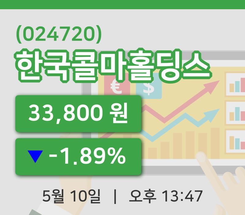 [한국콜마홀딩스주가] 13시 47분 현재 33,800원