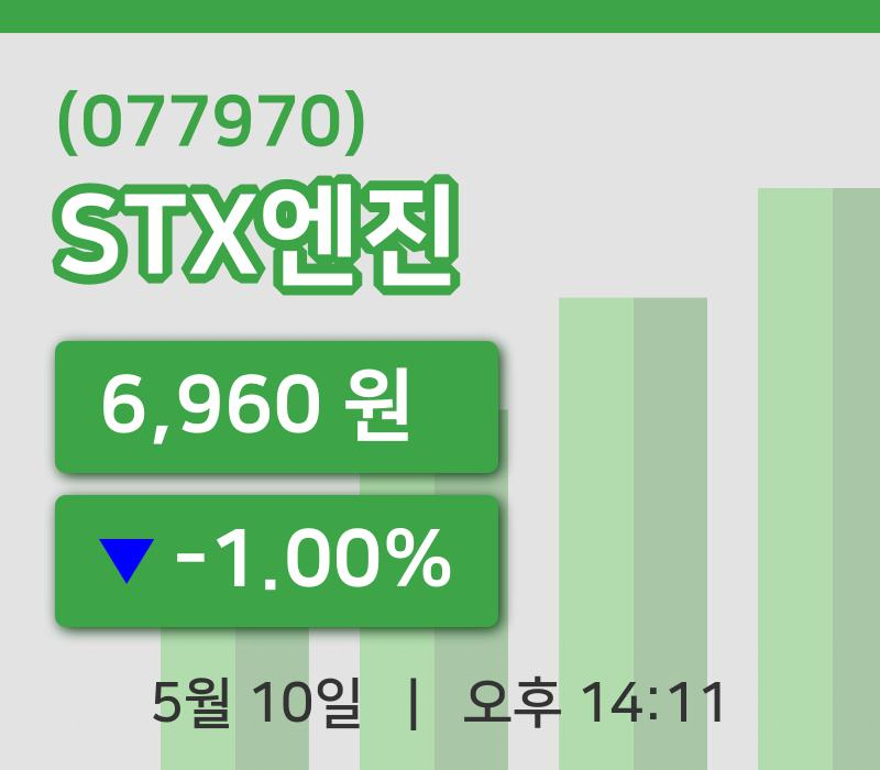 [STX엔진주가] 14시 11분 현재 6,960원