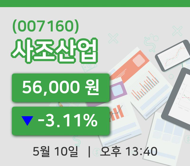 [사조산업주가] 13시 40분 현재 56,000원