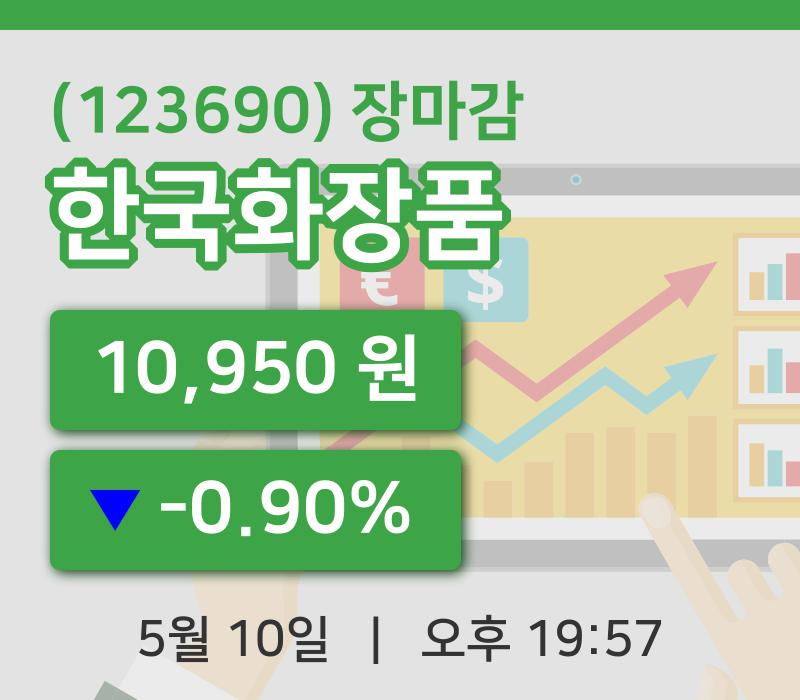 마감증시보고한국화장품 10일 10,950원 장종료