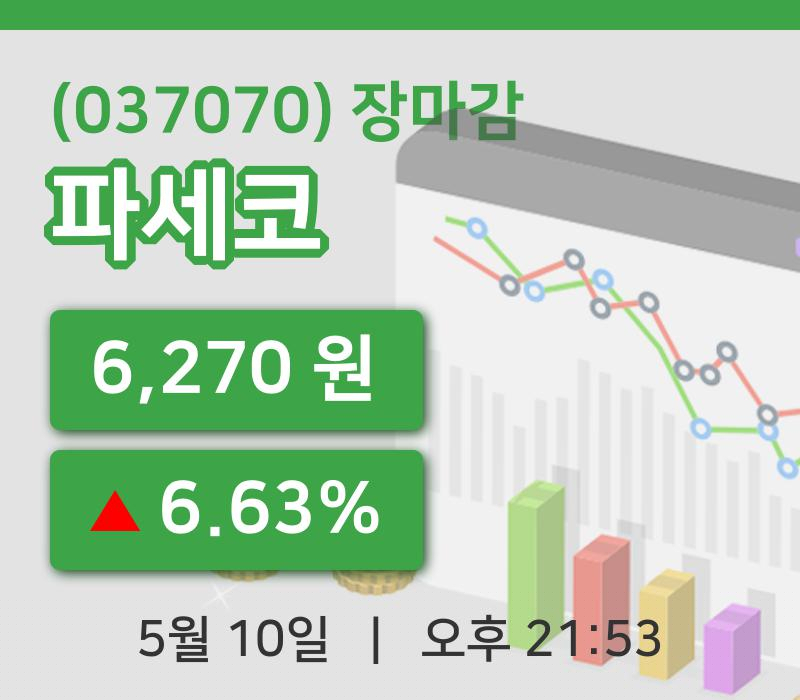 국내주식마감파세코 10일 6,270원 장종료