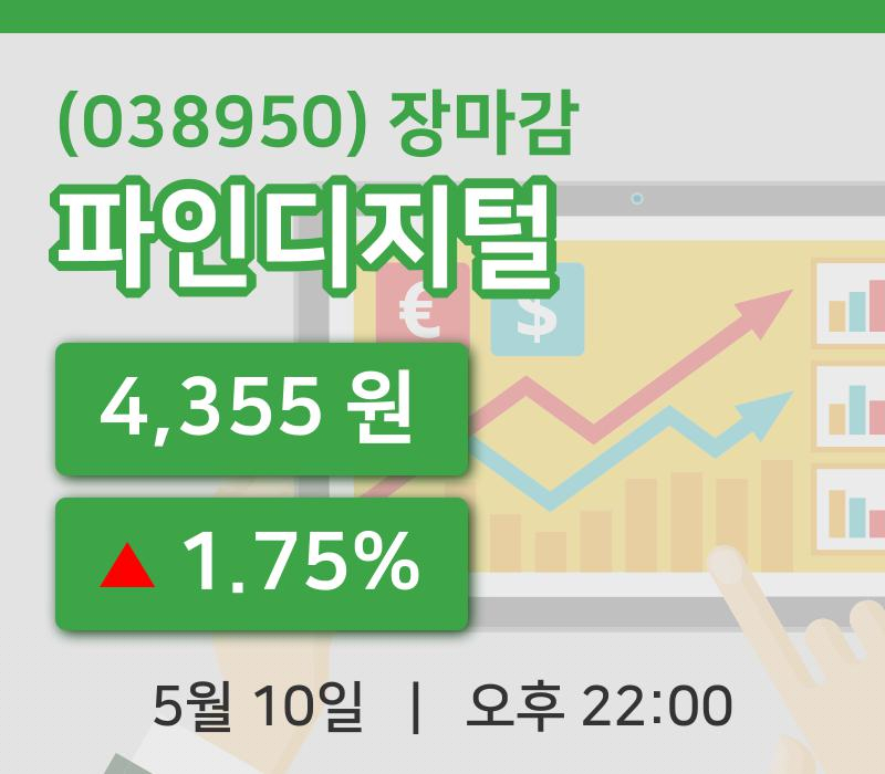 국내증시마감파인디지털 10일 4,355원 장종료...