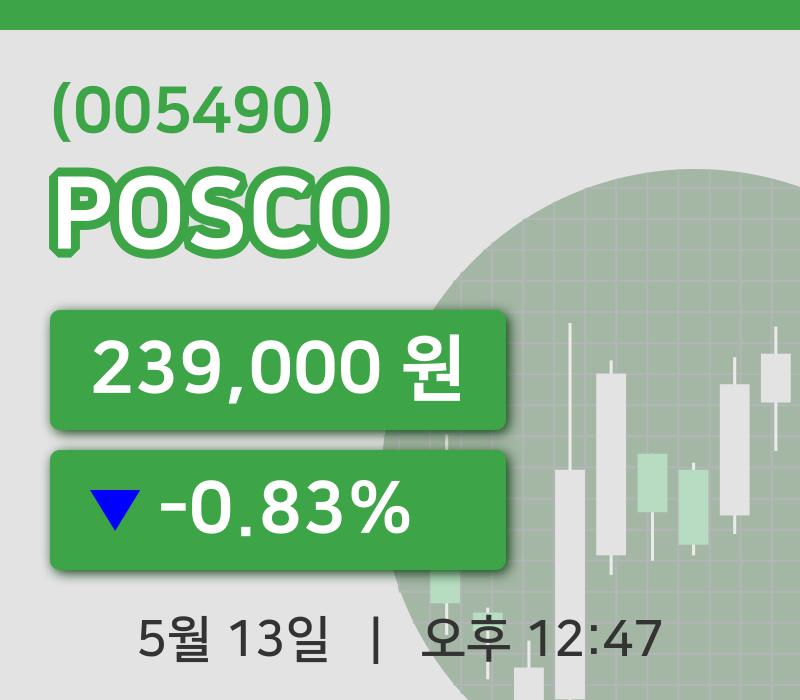 [POSCO주가] 13일 이시각 현재  239,000원
