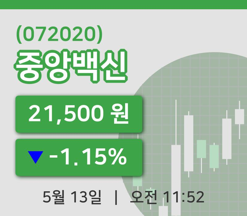 [중앙백신주가] 11시 52분 현재 21,500원