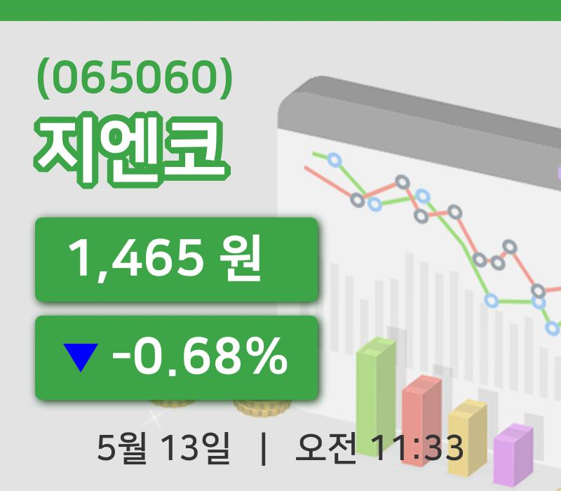 [지엔코주가] 13일 이시각 현재  1,465원
