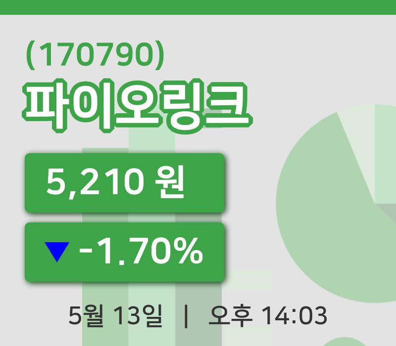 [파이오링크주가] 13일 이시각 현재  5,210원