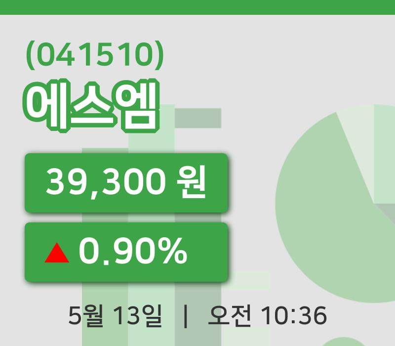 [에스엠주가] 13일 이시각 현재  39,300원