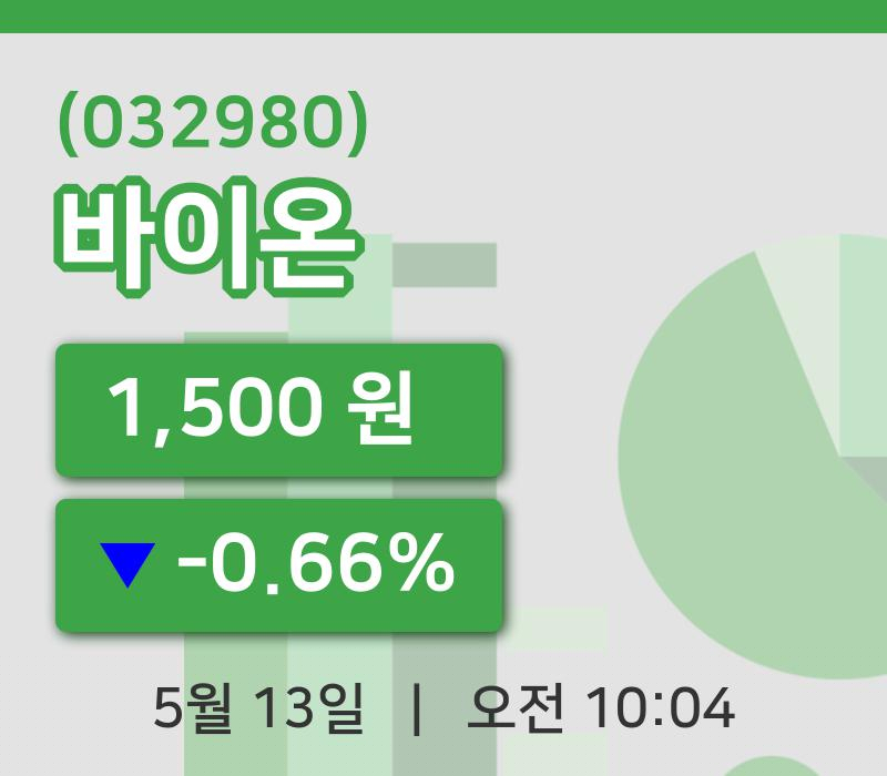 [바이온주가] 13일 이시각 현재  1,500원
