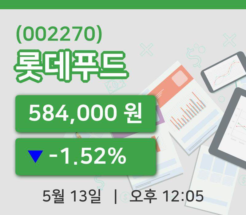 [롯데푸드주가] 13일 12시 05분 현재 584,000원