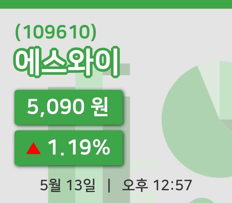 [에스와이주가] 13일 이시각 현재  5,090원