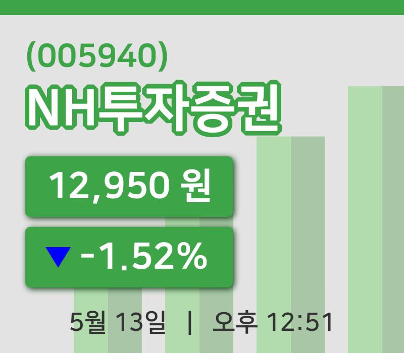 [NH투자증권주가] 13일 이시각 현재  12,950원