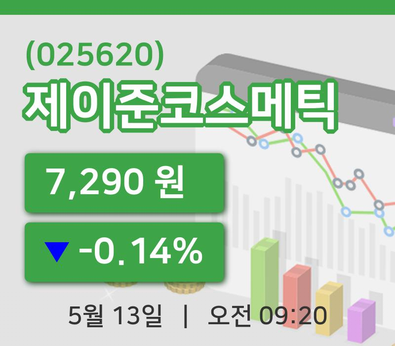 [제이준코스메틱주가] 9시 20분 현재 7,290원