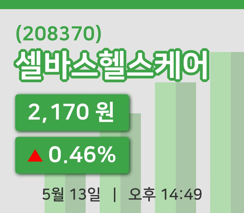 [셀바스헬스케어주가] 13일 14시 49분 현재 2,170원