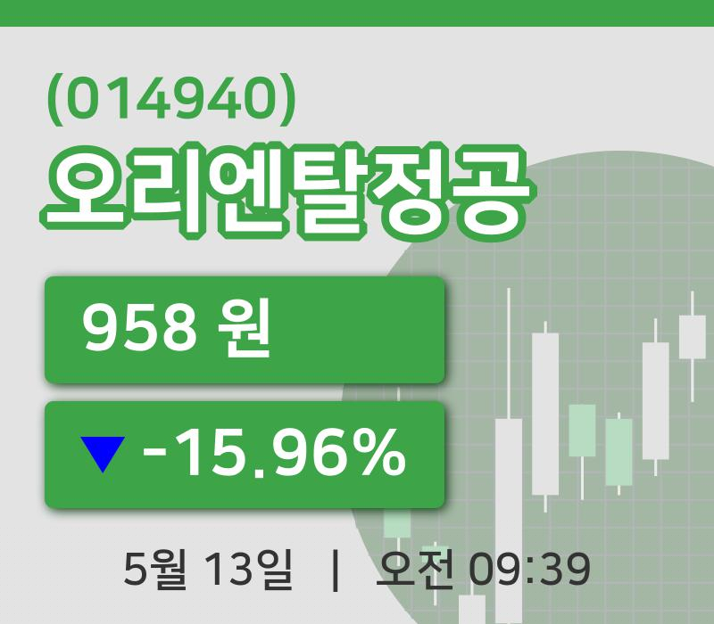 [오리엔탈정공주가] 9시 39분 현재 958원