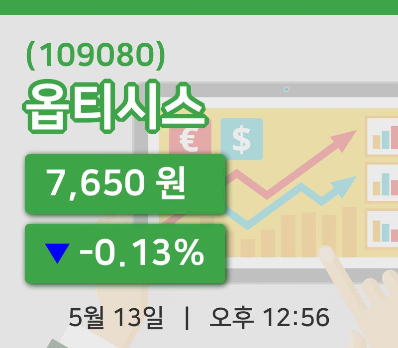 [옵티시스주가] 13일 이시각 현재  7,650원