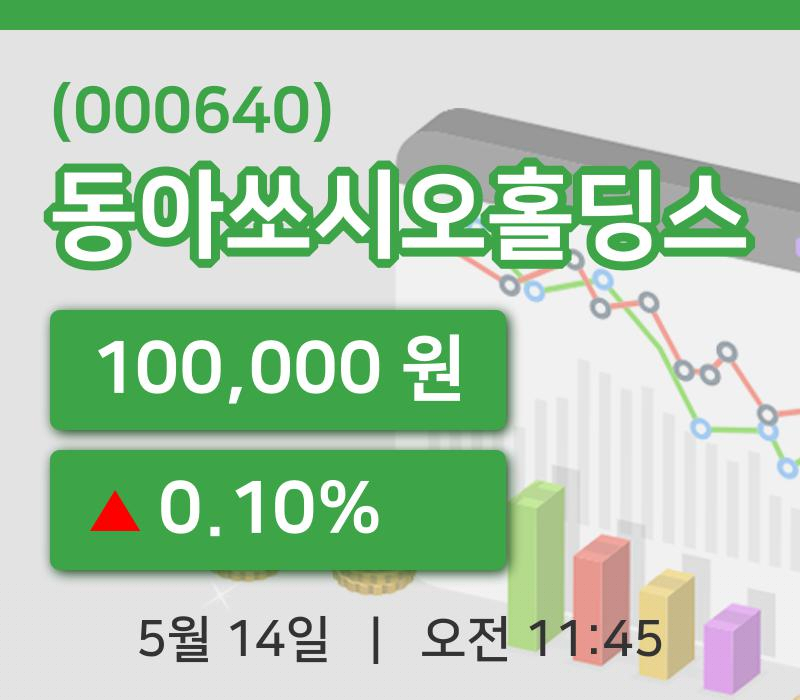 [동아쏘시오홀딩스주가] 14일 이시각 현재  100,000원
