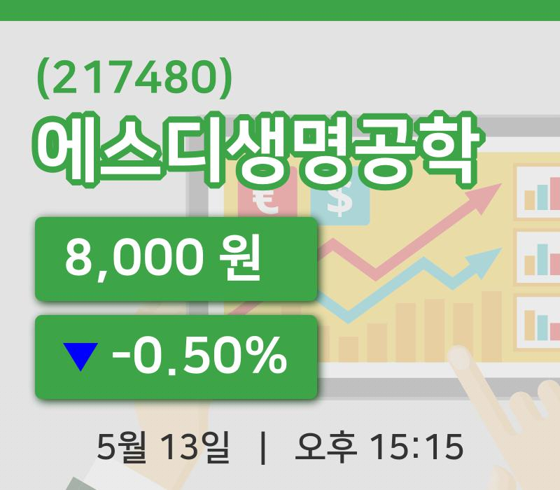 [에스디생명공학주가] 13일 이시각 현재  8,000원