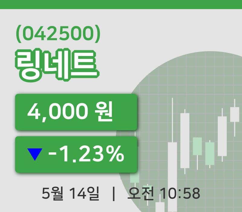 [링네트주가] 14일 10시 58분 현재 4,000원